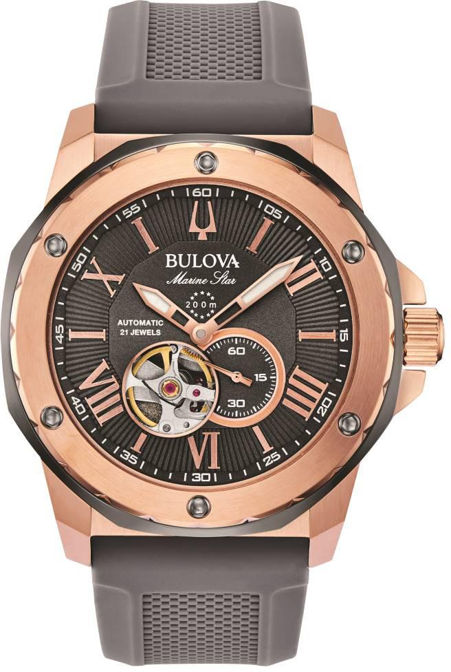 Bulova 98A228 45 mm Kahverengi Silikon Kordon Analog Kol Saati