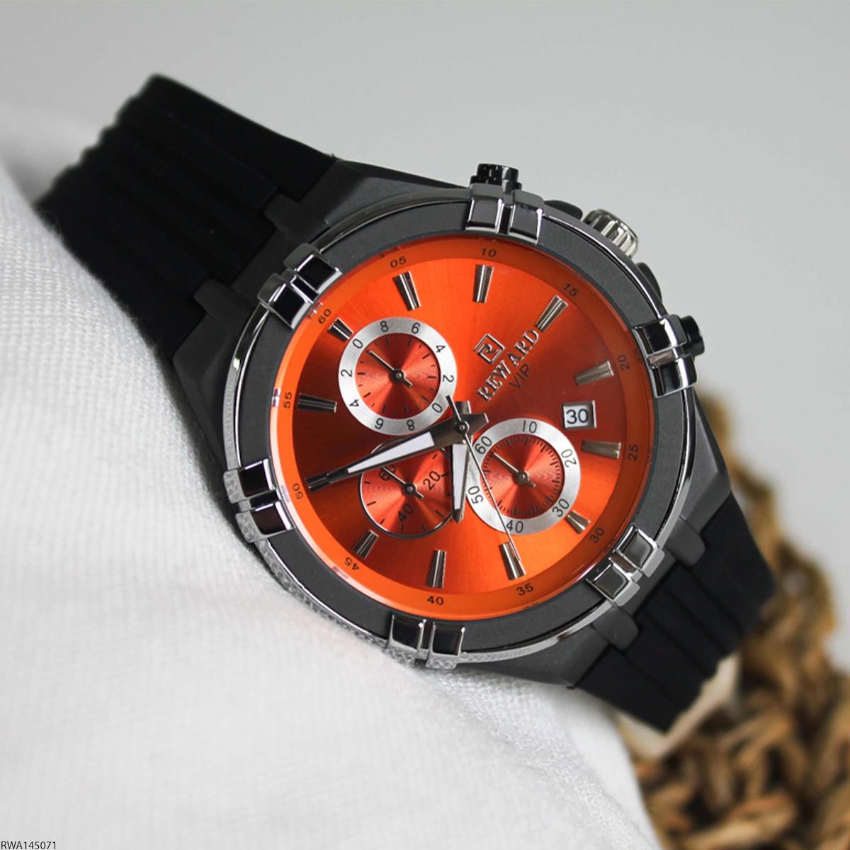 Reward RWA145071 Takvimli 45 mm Siyah Silikon Kordon Analog Erkek Kol Saati
