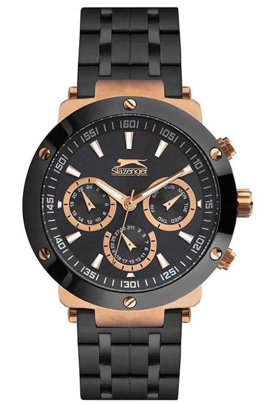 Slazenger SL.09.1804.2.01 Takvimli 44 mm Siyah Metal Kordon Analog Erkek Kol Saati