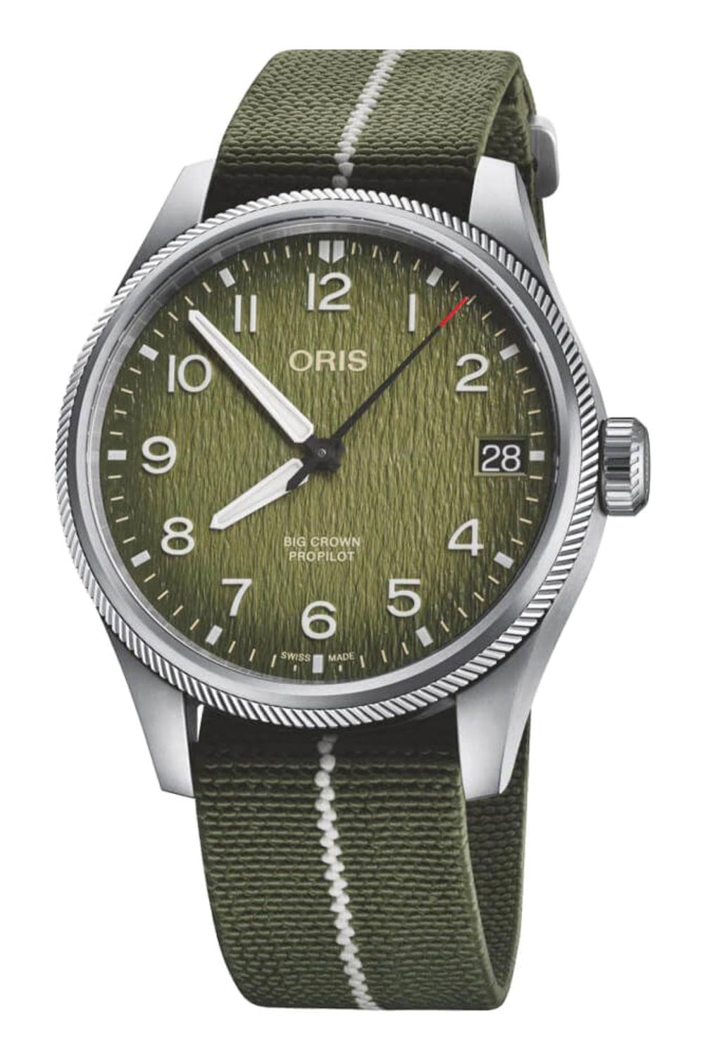 Oris Okavango Air Rescue Limited Edition Takvimli 41 mm Yeşil Kumaş Kordon Analog Kol Saati