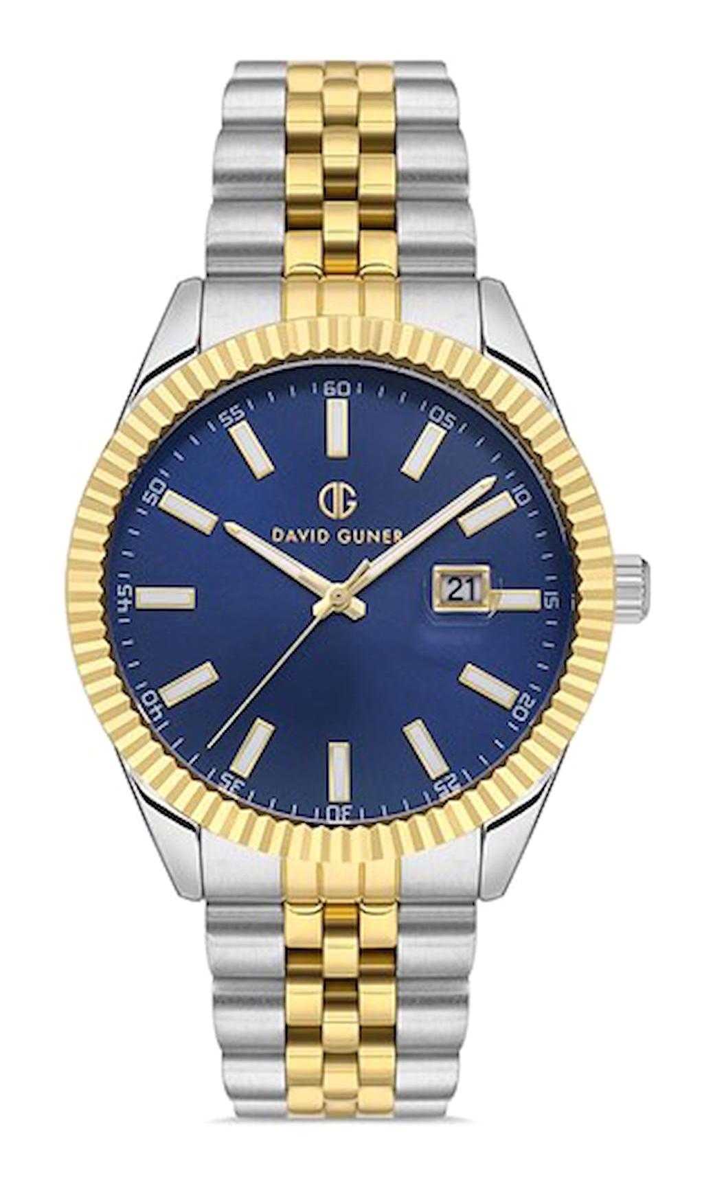 David Guner DG-8626GA-D3 Takvimli 42 mm Altın-Çelik Kordon Analog Kol Saati