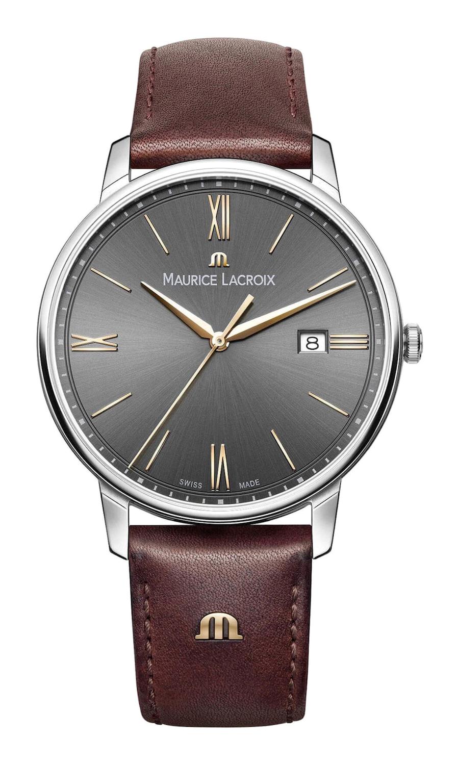Maurice Lacroix ML-EL1118SS001311-1 Takvimli 40 mm Kahverengi Deri Kordon Analog Kol Saati