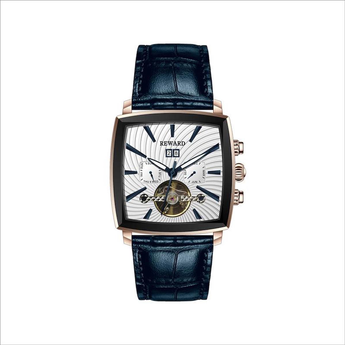 Reward A143112 Takvimli 42 mm Lacivert Deri Kordon Analog Erkek Kol Saati