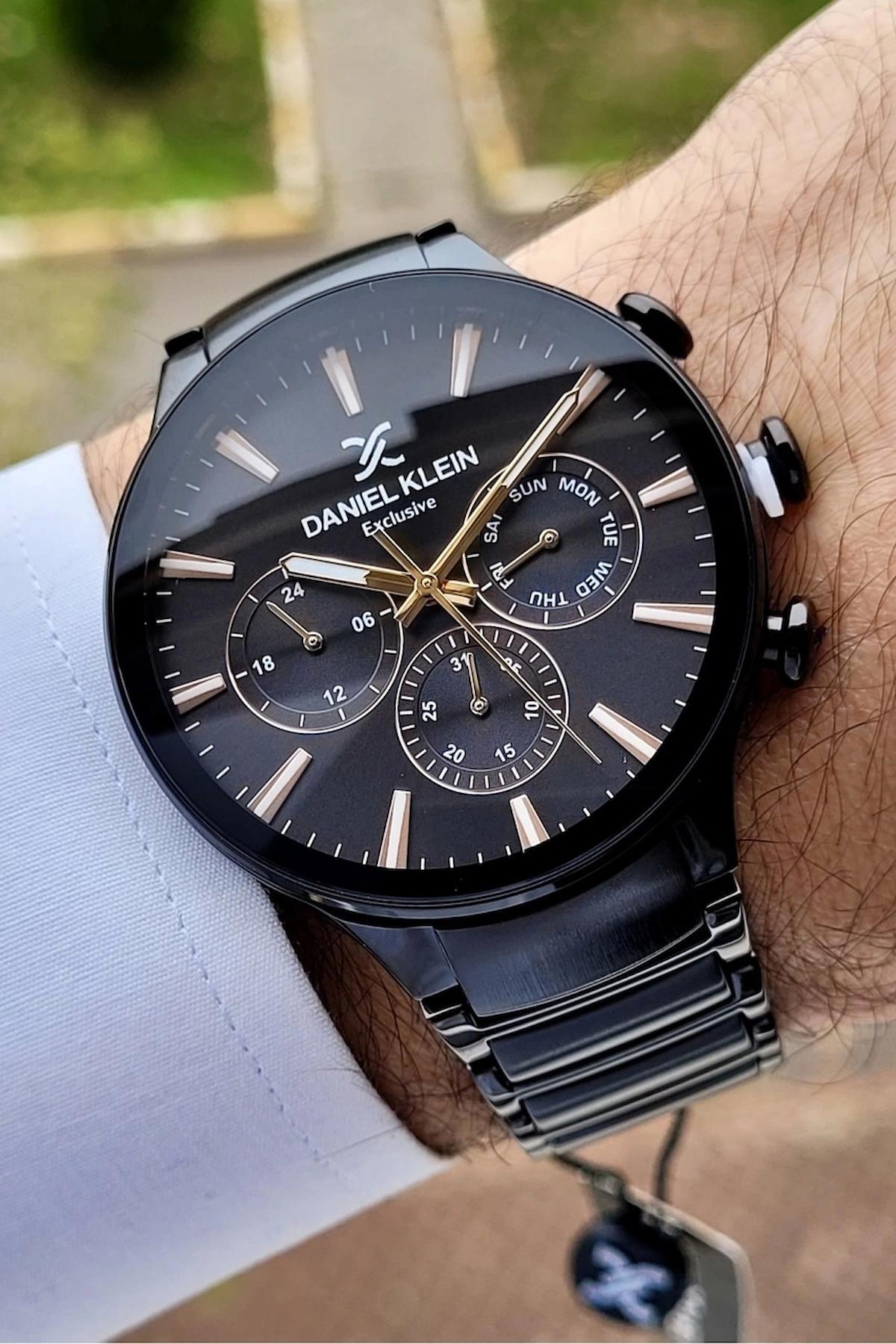 Daniel Klein DKISTE934 Takvimli 42 mm Siyah Çelik Kordon Analog Erkek Kol Saati