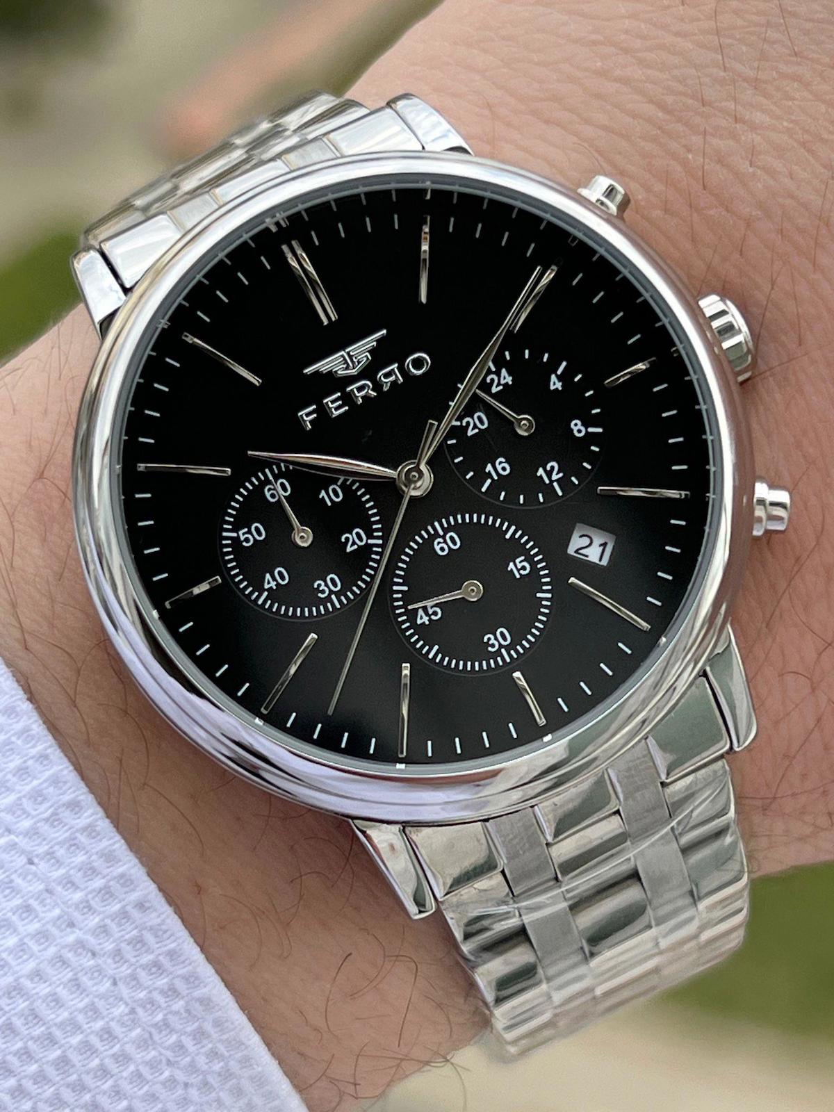 Ferro EFM31372-A2 Su Geçirmez Takvimli 44 mm Çelik Kordon Analog Erkek Kol Saati