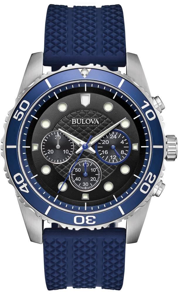 Bulova 98A190 Takvimli 43 mm Lacivert Silikon Kordon Analog Kol Saati