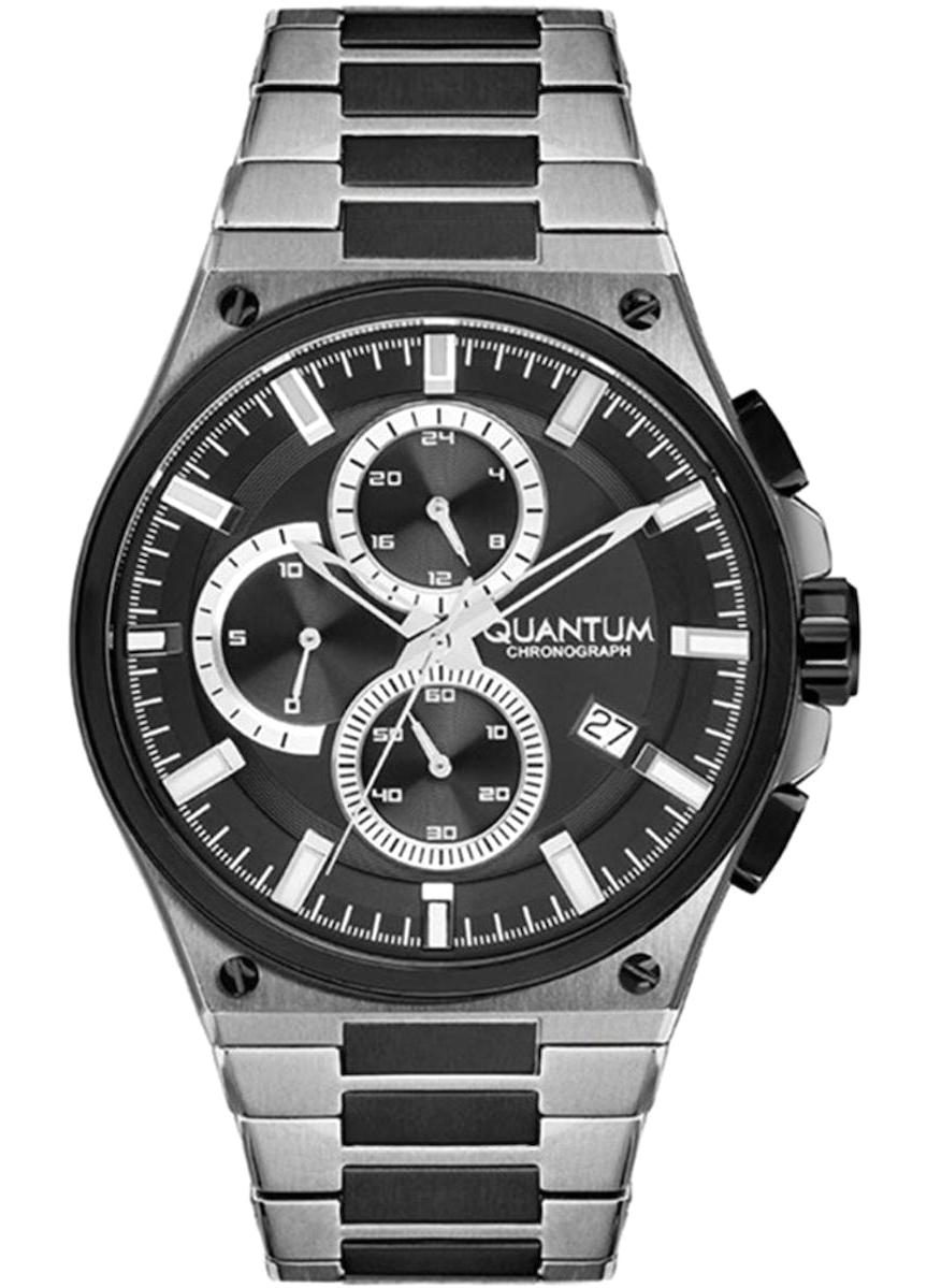 Quantum HNG890.350 Takvimli 45 mm Gri-Siyah Çelik Kordon Analog Kol Saati