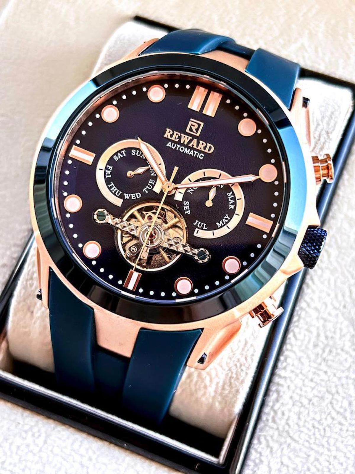 Reward RWD.27 Takvimli 44 mm Lacivert Silikon Kordon Analog Erkek Kol Saati