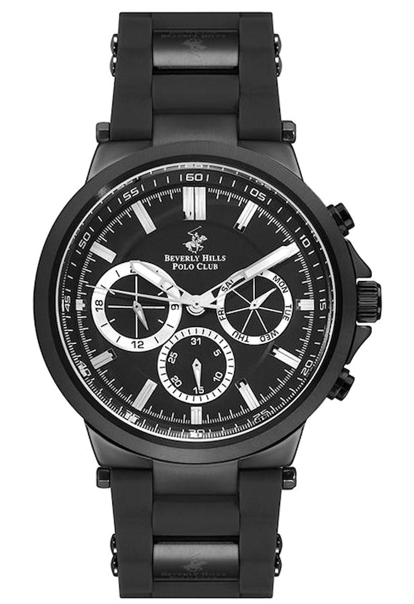 Beverly Hills Polo Club BP3031X051 Takvimli 45 mm Siyah Silikon Kordon Analog Kol Saati