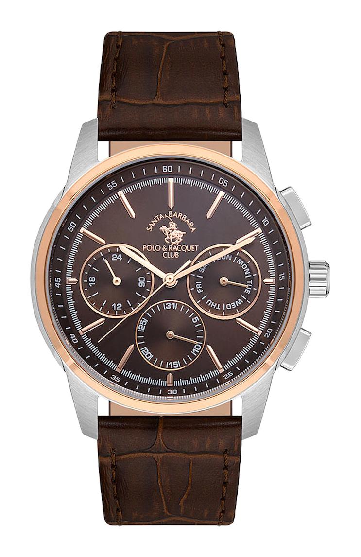 Santa Barbara Polo & Racquet Club SB.1.10514.4 Takvimli 43 mm Kahverengi Deri Kordon Analog Erkek Kol Saati