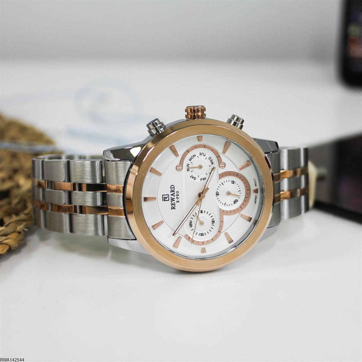 Reward RWA142544 Takvimli 45 mm Gri-Rose Gold Çelik Kordon Analog Erkek Kol Saati