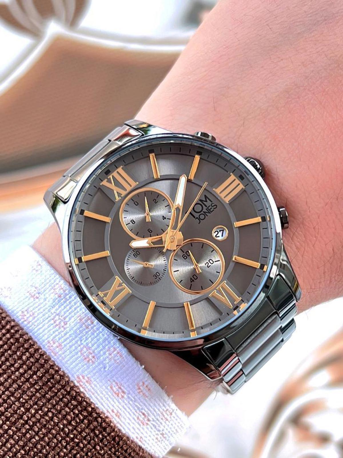 Tom Jones BLKT-2-207 Takvimli 44 mm Çelik Kordon Analog Erkek Kol Saati
