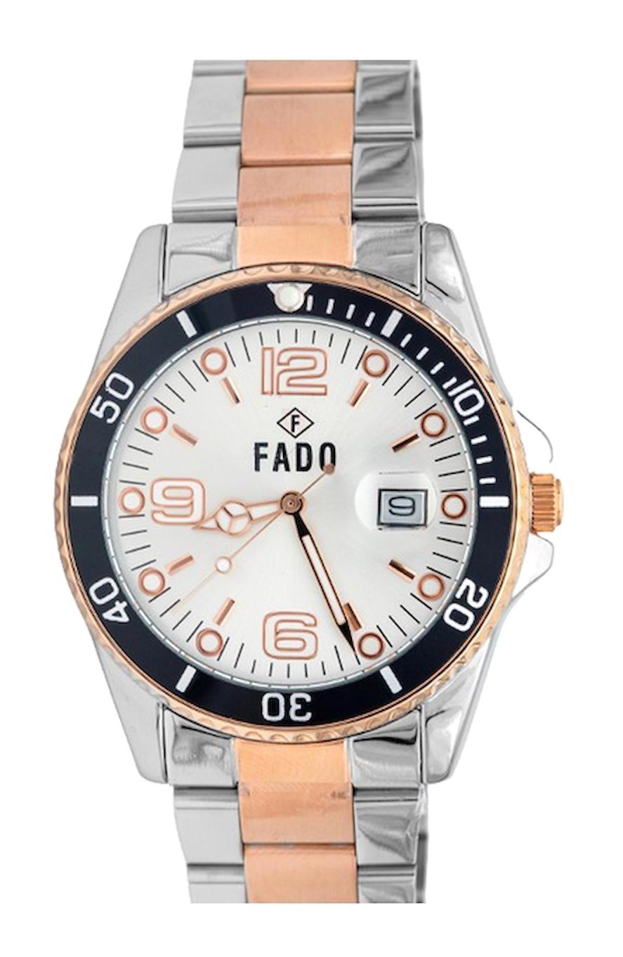 Fado RH0105 Takvimli Gri-Rose Gold Çelik Kordon Analog Erkek Kol Saati