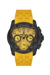 Daniel Klein DK.1.13679.7 Takvimli 45 mm Sarı Silikon Kordon Analog Erkek Kol Saati