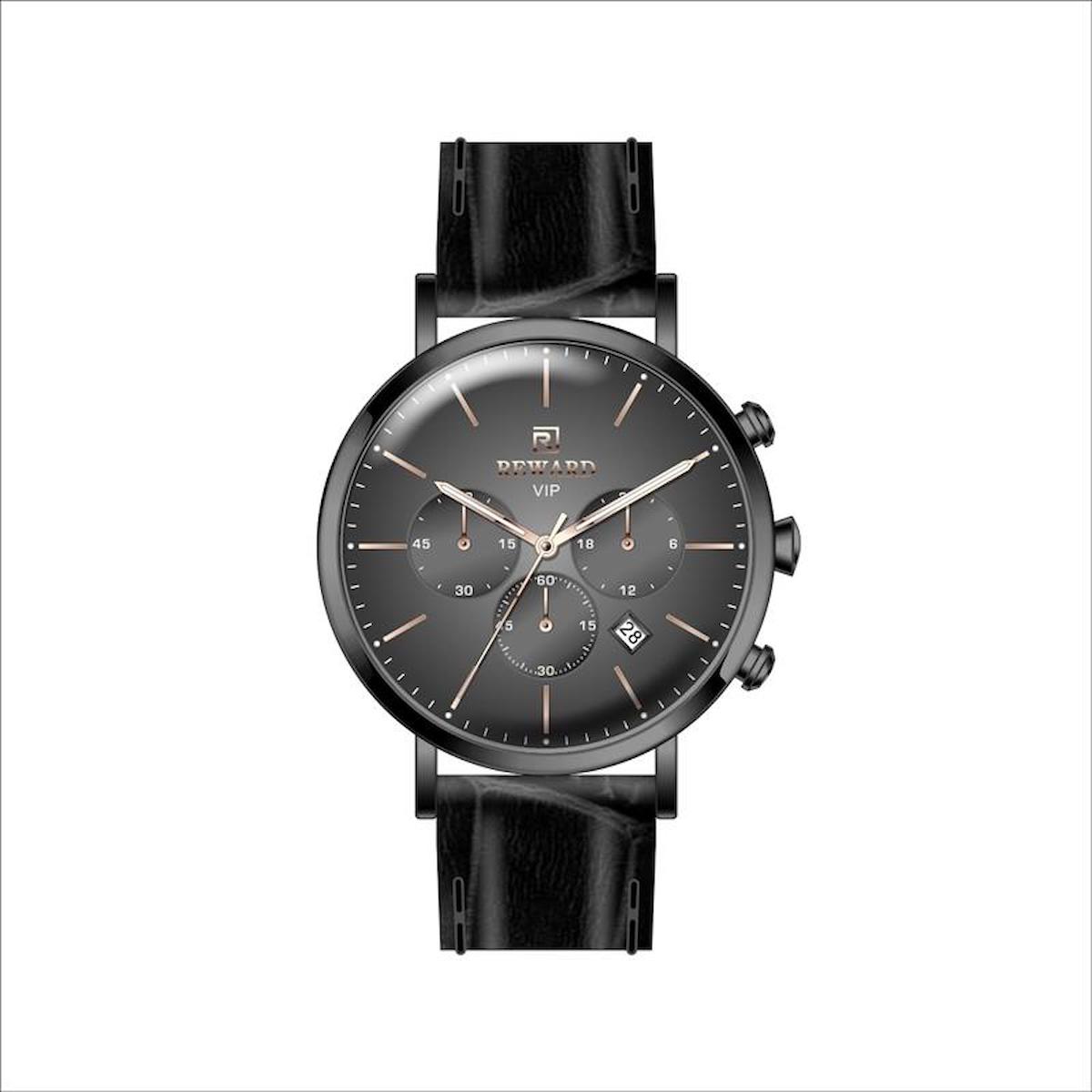 Reward A143403 Takvimli 42 mm Siyah Deri Kordon Analog Erkek Kol Saati