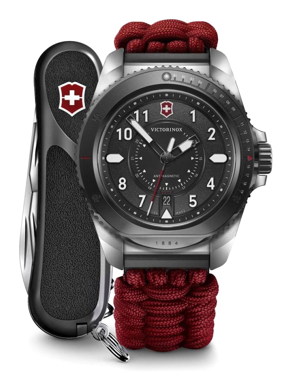 Victorinox Journey 242016.1 Pusulalı Takvimli 43 mm Bordo Paracord Kordon Analog Erkek Kol Saati