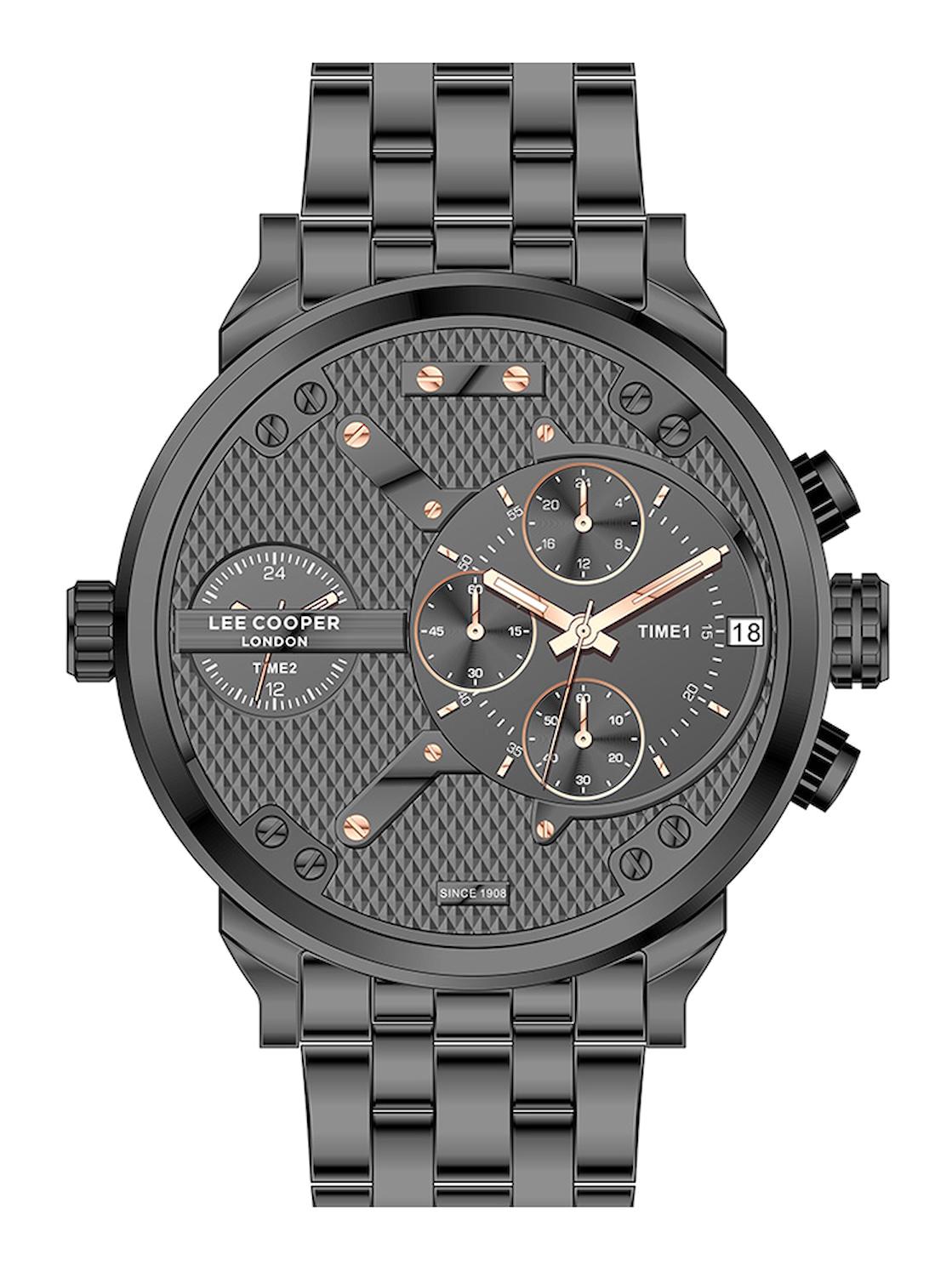Lee Cooper LC07492.060 Takvimli 44 mm Çelik Kordon Analog Kol Saati