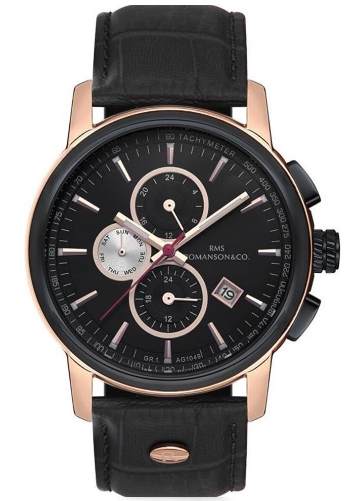 Romanson RMS.1.AG1049.01 Takvimli 44 mm Siyah Çelik Kordon Analog Erkek Kol Saati