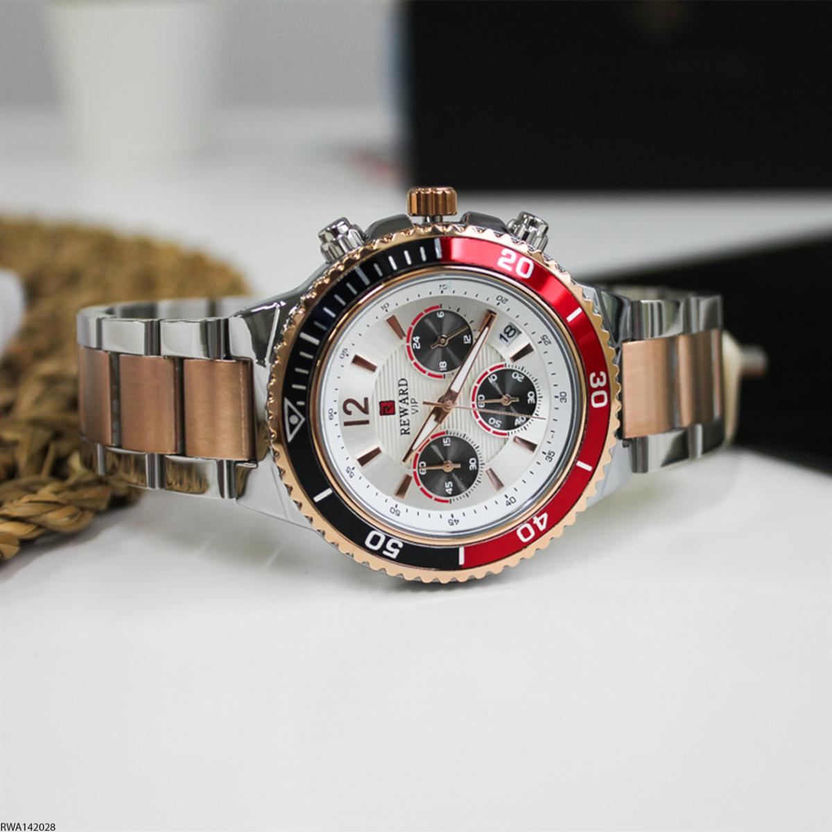 Reward RWA142028 Takvimli 44 mm Gri-Rose Gold Metal Kordon Analog Erkek Kol Saati