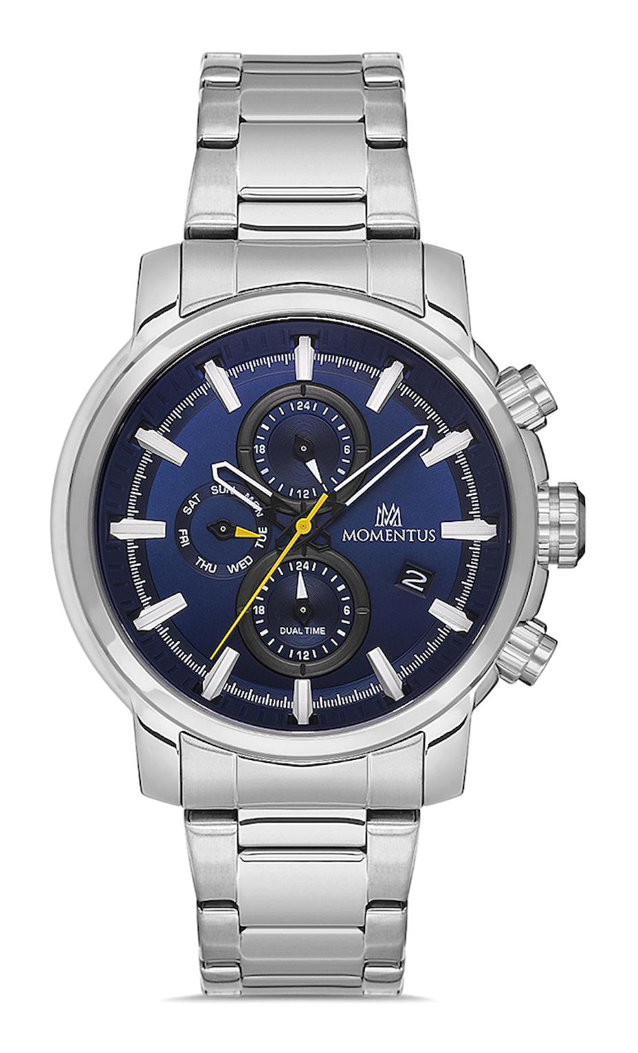 Momentus CC302S-11SS Takvimli 44 mm Çelik Kordon Analog Erkek Kol Saati