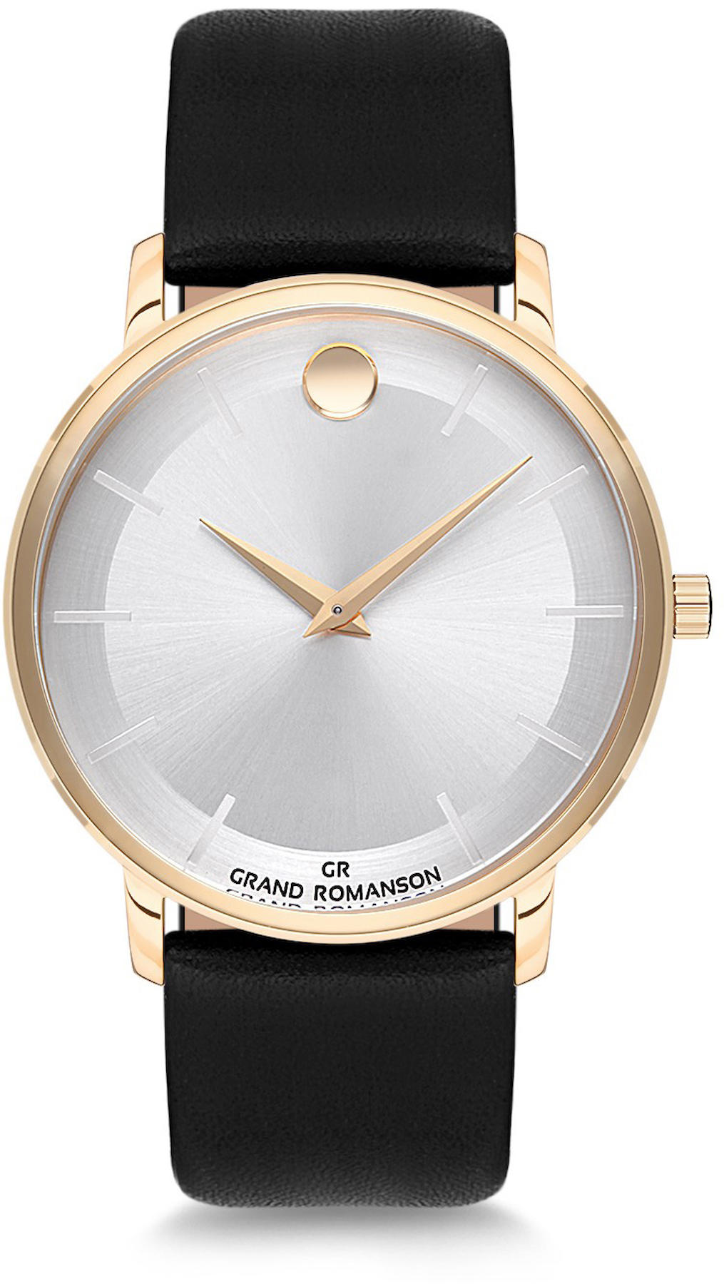 Romanson GR.1.AG1222.07 Takvimli 40 mm Siyah Deri Kordon Analog Kol Saati