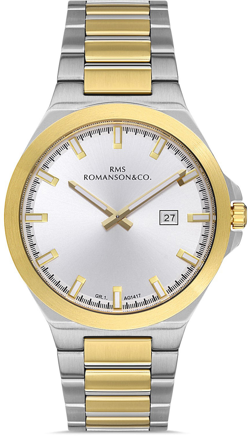 Romanson GR.1.AG1417.23 Takvimli 42 mm Altın-Çelik Kordon Analog Kol Saati