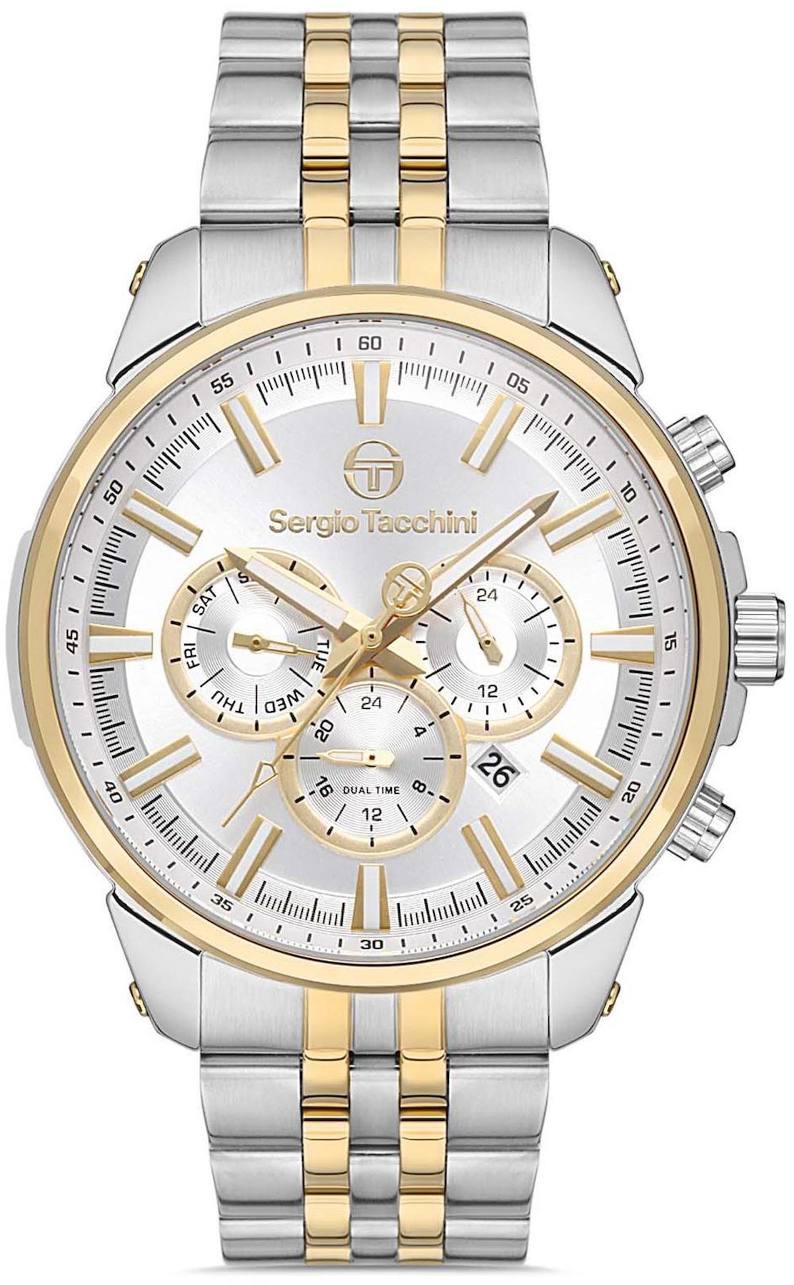 Sergio Tacchini ST.1.10262.3 Takvimli 45 mm Altın-Çelik Kordon Analog Erkek Kol Saati