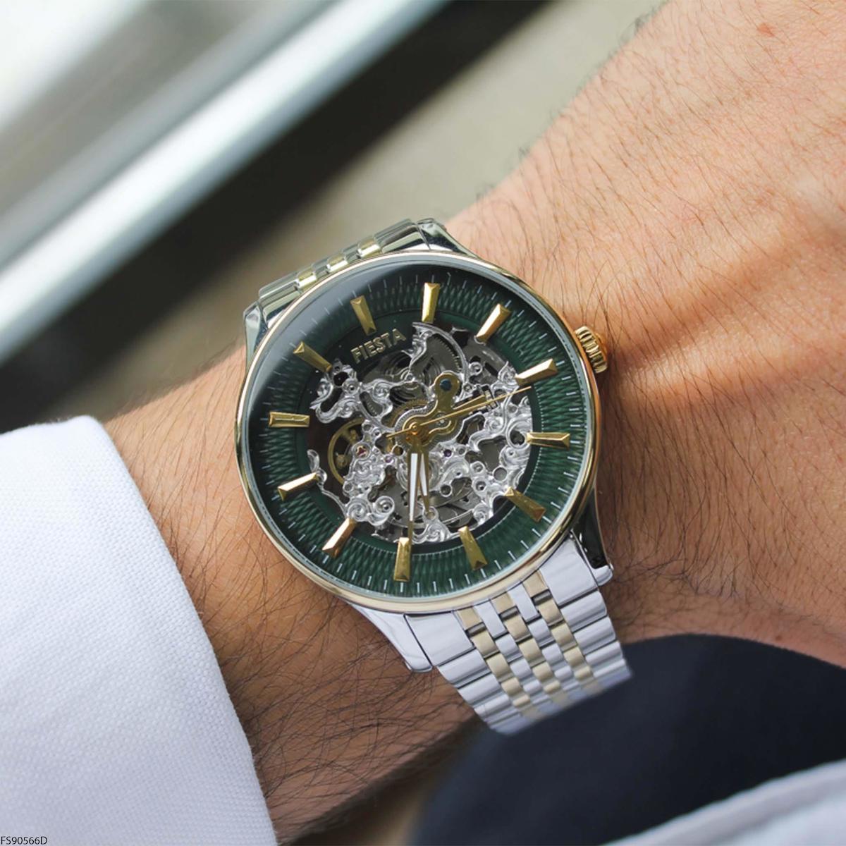 Fiesta FS90566D 45 mm Altın-Çelik Kordon Analog Erkek Kol Saati