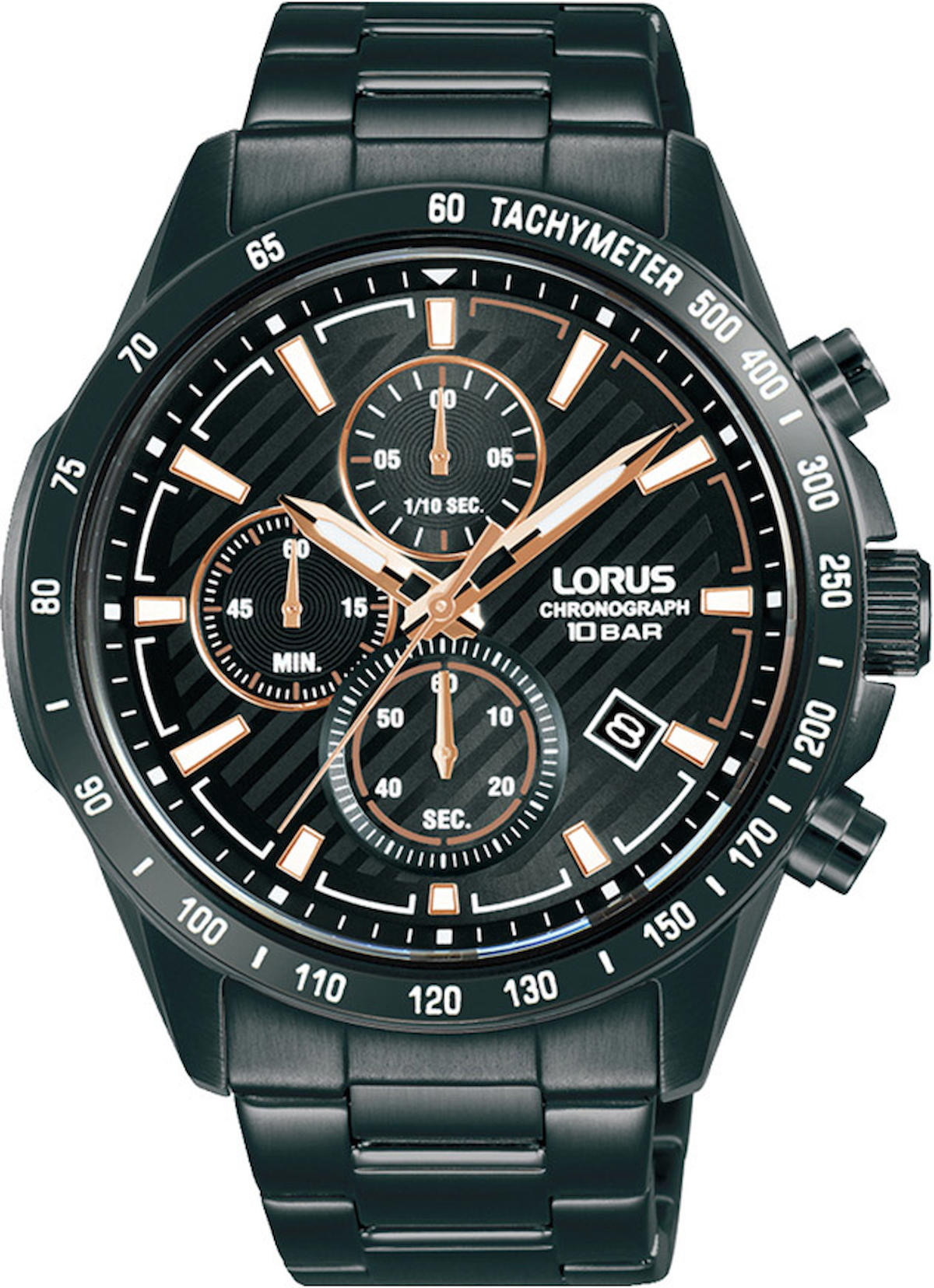 Lorus RM399HX9 Takvimli 43 mm Siyah Çelik Kordon Analog Erkek Kol Saati