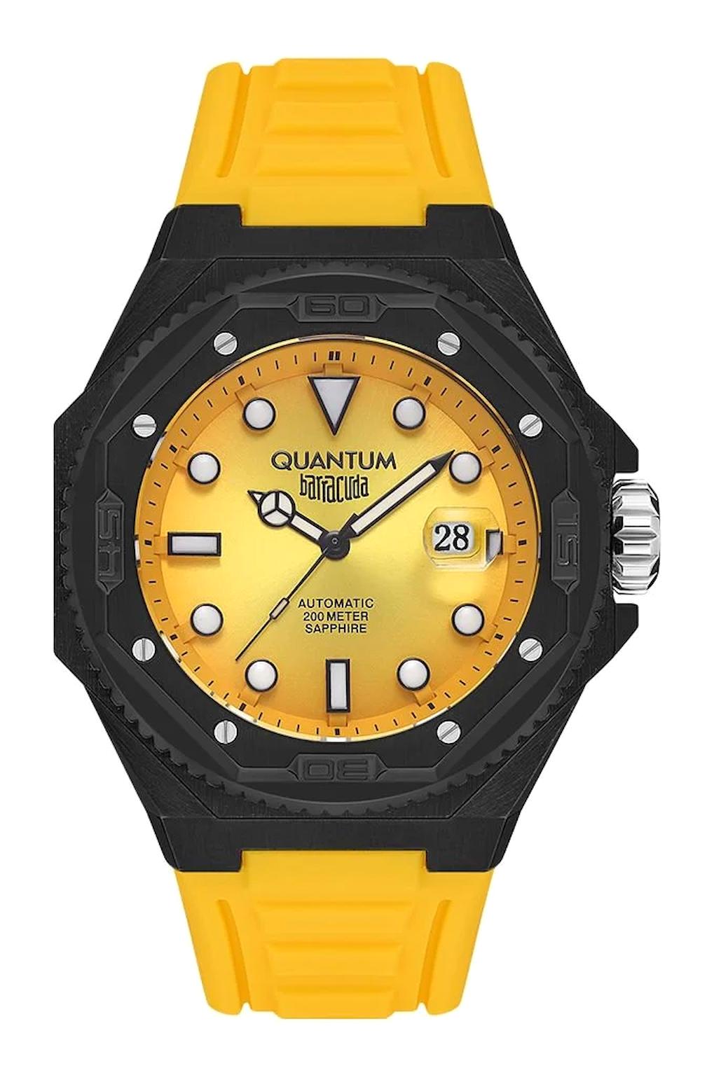 Quantum SW.BAR1091.614 45 mm Sarı Silikon Kordon Analog Erkek Kol Saati