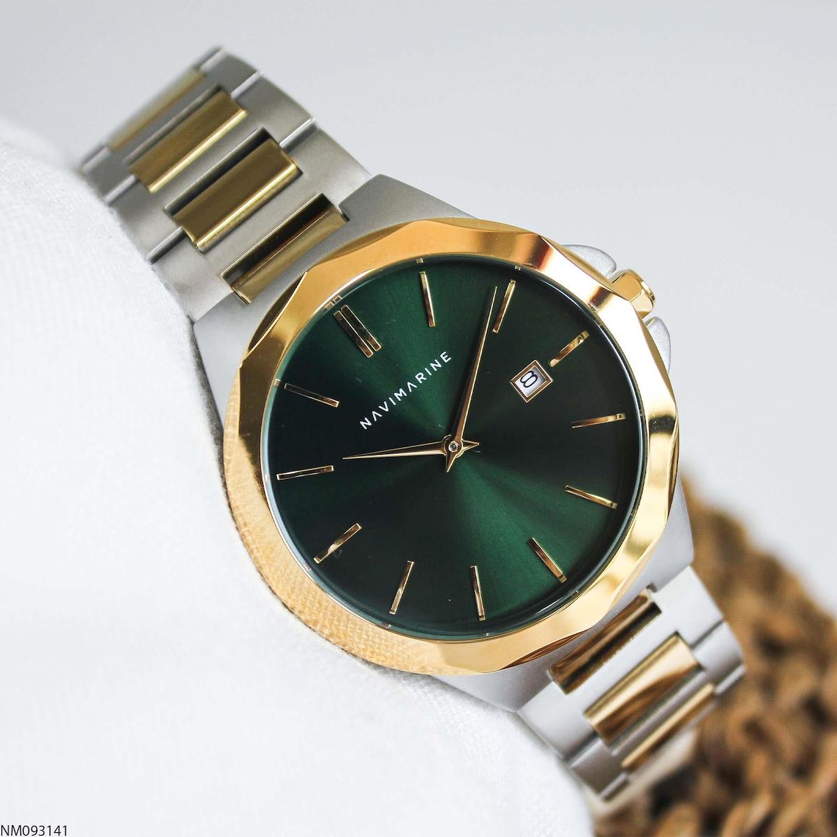 Navimarine NM093141 Takvimli 41 mm Altın-Çelik Kordon Analog Erkek Kol Saati