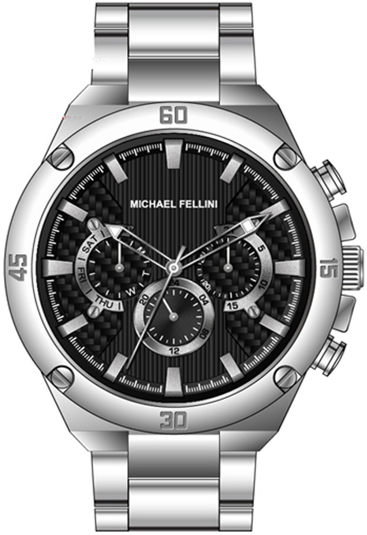 Michael Fellini 2311-2 Takvimli 44 mm Metal Kordon Analog Erkek Kol Saati