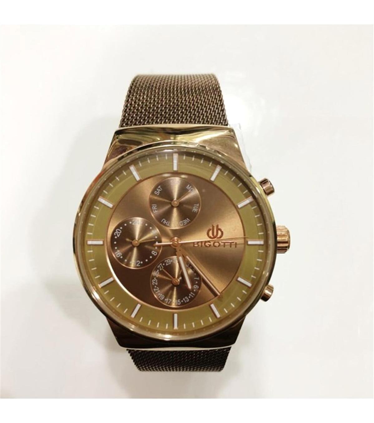 Bigotti BM02-01378B Takvimli 42 mm Bakır Çelik-Hasır Kordon Analog Erkek Kol Saati