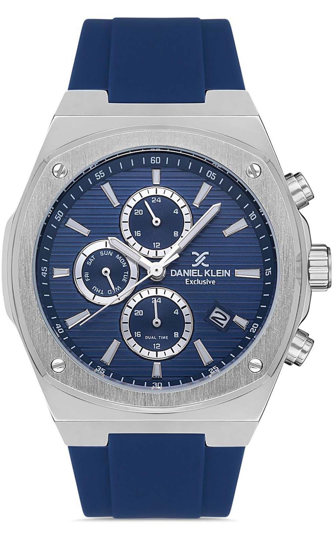 Daniel Klein DKE.1.10426.2 Takvimli 44 mm Lacivert Silikon Kordon Analog Erkek Kol Saati