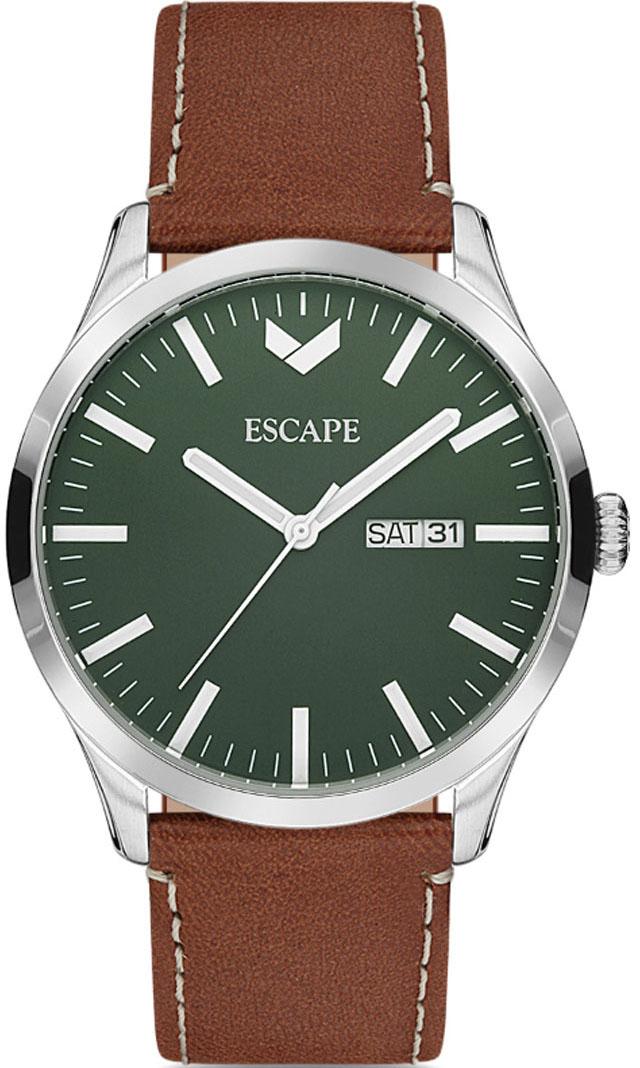 Escape EC1141-102 Takvimli Kahverengi Deri Kordon Analog Kol Saati