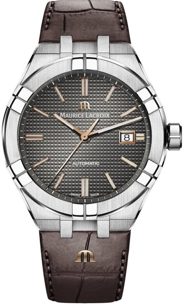 Maurice Lacroix AI6008SS001331-1 Takvimli 42 mm Kahverengi Deri Kordon Analog Erkek Kol Saati