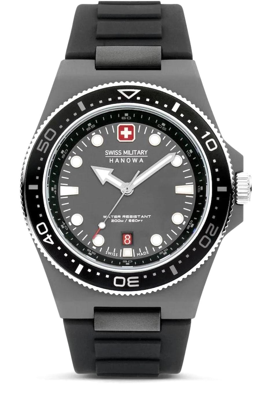 Swiss Military SMWGN0001182 Takvimli 44 mm Siyah Silikon Kordon Analog Erkek Kol Saati