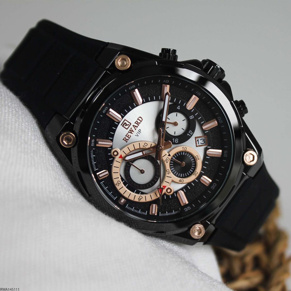 Reward RWA145111 Takvimli 47 mm Siyah Silikon Kordon Analog Erkek Kol Saati