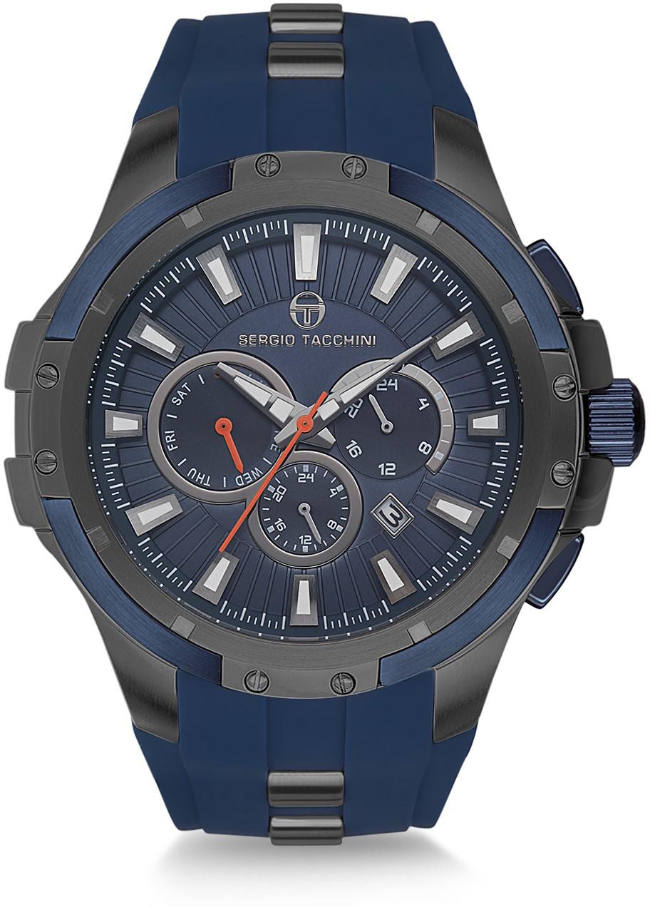 Sergio Tacchini ST.10.106.03 Takvimli 42 mm Lacivert Silikon Kordon Analog Kol Saati