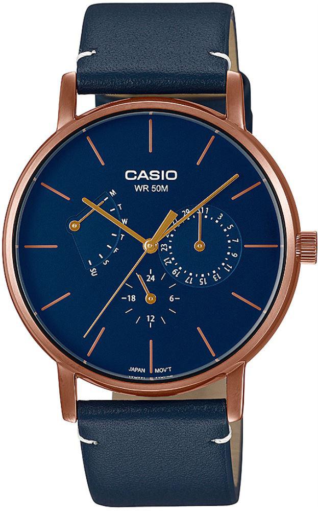 Casio MTP-E320RL-2E Takvimli 40 mm Lacivert Deri Kordon Analog Kol Saati