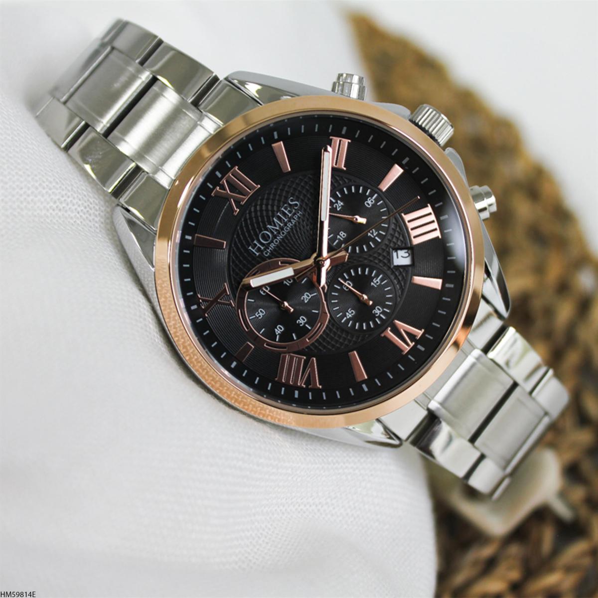Homies HM59814E Pusulalı Takvimli 45 mm Metal Kordon Analog Erkek Kol Saati