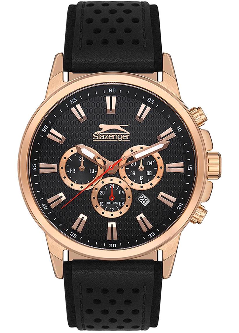 Slazenger SL.09.2105.2.03 Takvimli 45 mm Siyah Deri Kordon Analog Erkek Kol Saati