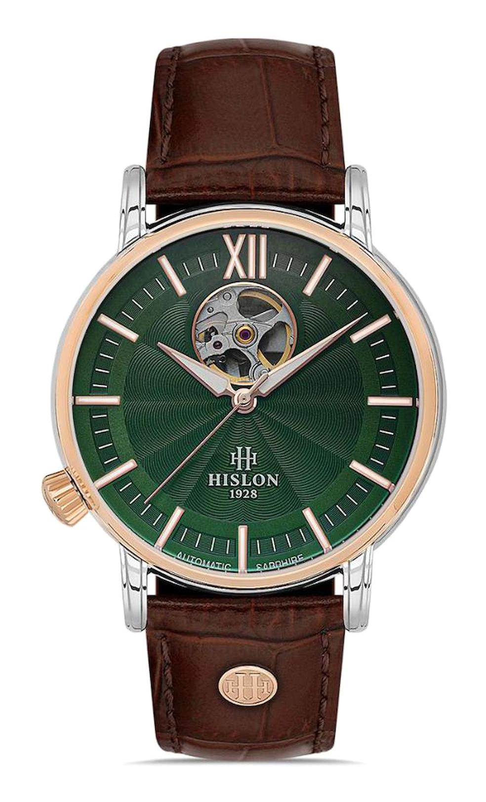 Hislon CL148G-08BR 41 mm Kahverengi Deri Kordon Analog Erkek Kol Saati
