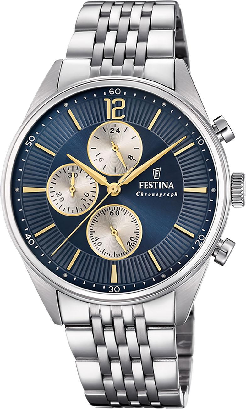 Festina F20285-7 Takvimli 43 mm Çelik Kordon Analog Kol Saati