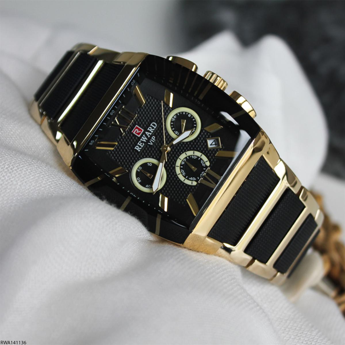 Reward RWA141136 Takvimli 45 mm Altın-Siyah Metal Kordon Analog Erkek Kol Saati
