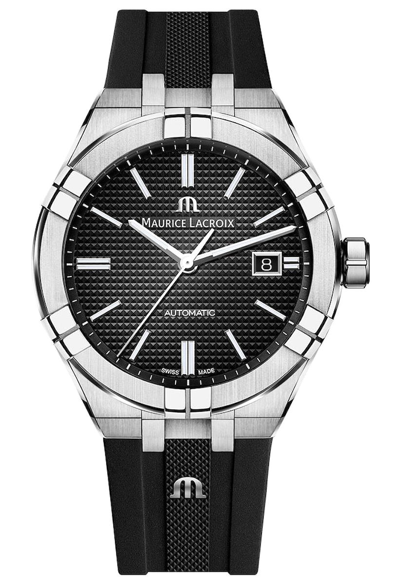 Maurice Lacroix AI6008SS000330-2 Takvimli 42 mm Siyah Silikon Kordon Analog Erkek Kol Saati