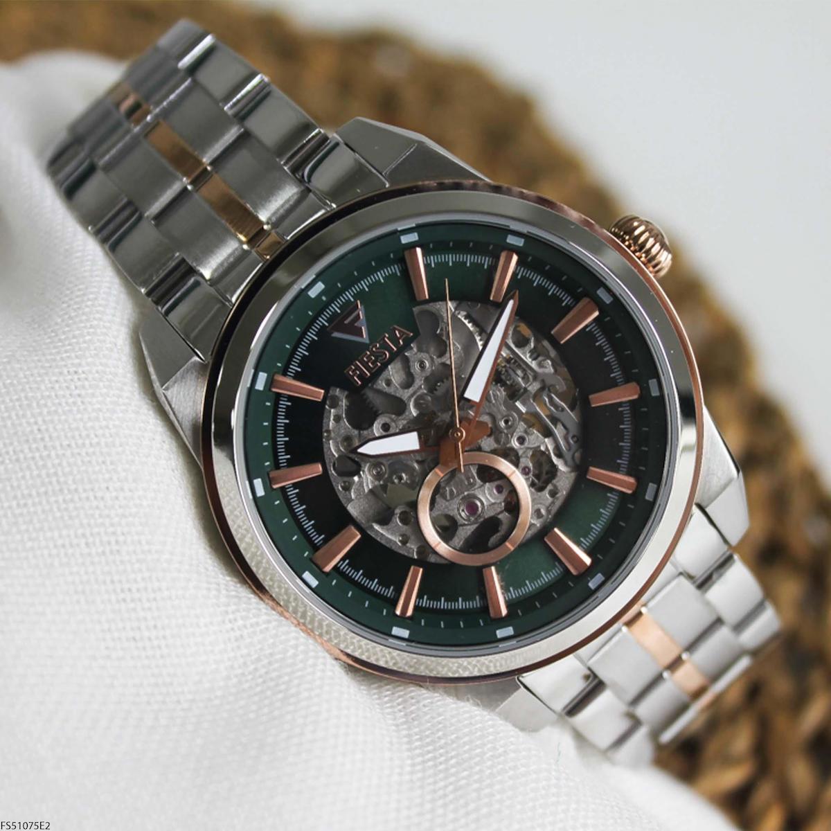 Fiesta FS51075E2 45 mm Gri-Rose Gold Çelik Kordon Analog Erkek Kol Saati