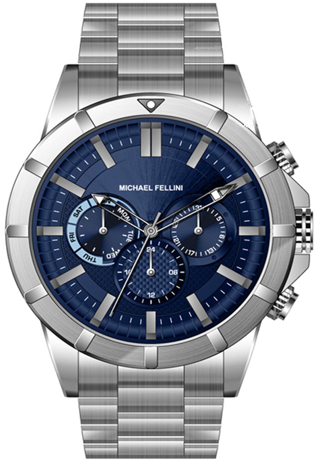 Michael Fellini 2336-1 Takvimli 44 mm Metal Kordon Analog Erkek Kol Saati