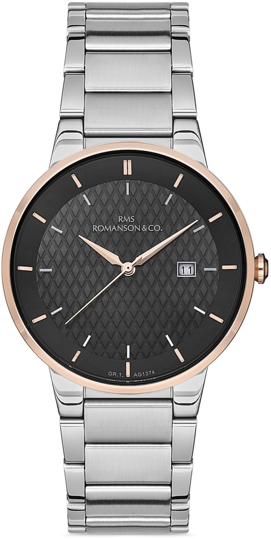 Romanson GR.1.AG1374.21 Takvimli 42 mm Çelik Kordon Analog Kol Saati