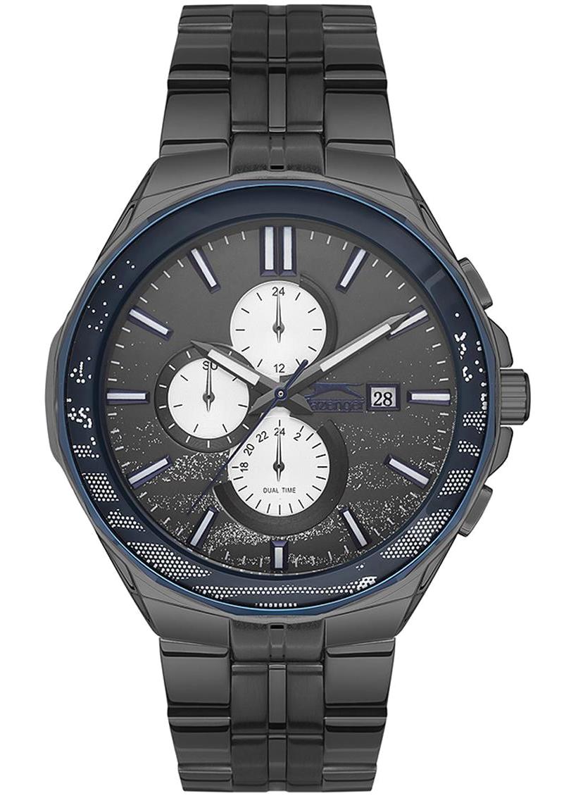 Slazenger SL.09.2129.2.02 Takvimli 43 mm Siyah Metal Kordon Analog Erkek Kol Saati